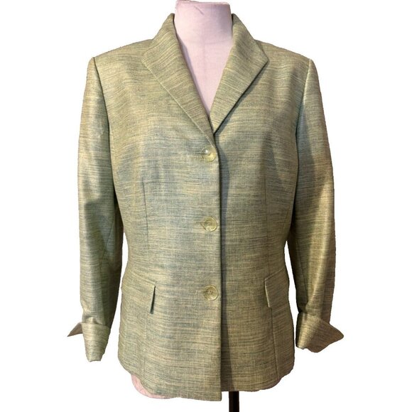Kasper Separates Suit Jacket Blazer 16 Green Classic 3 Button Stretch - Picture 1 of 12
